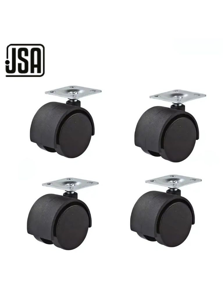 JSA The JSA Black Wheels (Set of 4) – Size 1.5", neatly packed on card, are designed to deliver durability and smooth movement for various home and industrial applications, made from strong materials for long-lasting performance and easy installation. - Image 1