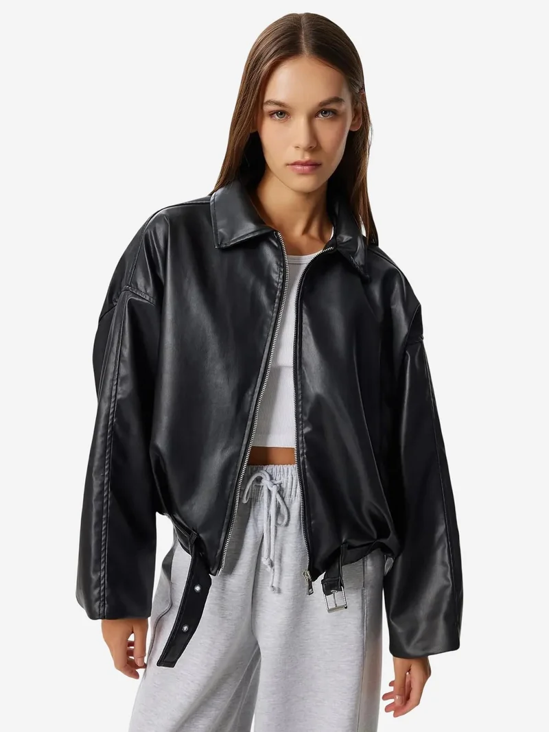 إسطنبول الساحرة ISTANBUL Faux Leather Bomber Jacket
