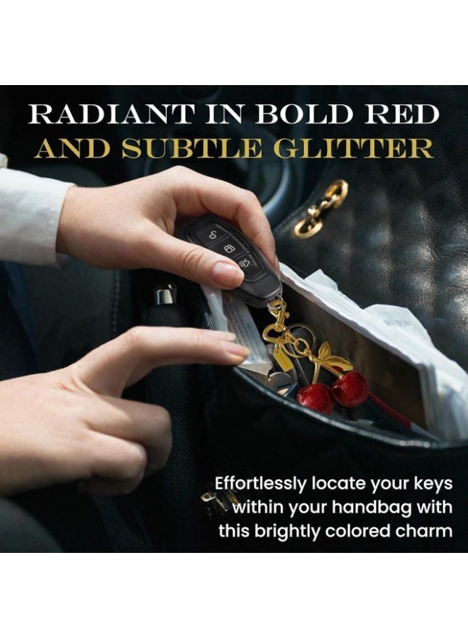 A realistic cherry-shaped keychain for wallets or bags, featuring a large clip, cute bag charms, a gold trunk chain, and versatile bag accessories. - Image 4