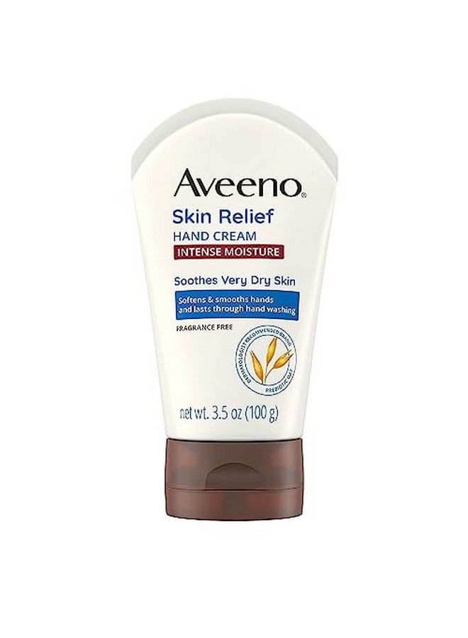 Aveeno Skin Relief Intense Moisture Hand Cream With Soothing Prebiotic Oat For Dry Skin Sensitive Skin Cream Softens & Smooths Hands & Lasts Through Hand Washing FragranceFree 3.5 Oz  - Image 1