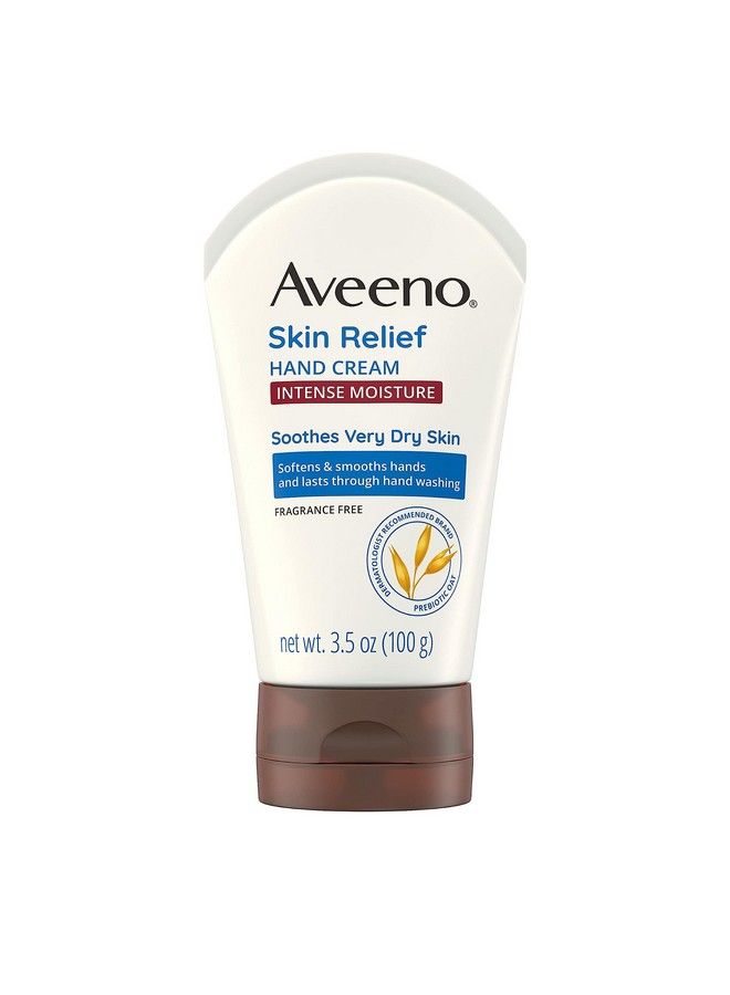 Aveeno Skin Relief Intense Moisture Hand Cream With Soothing Prebiotic Oat For Dry Skin Sensitive Skin Cream Softens & Smooths Hands & Lasts Through Hand Washing FragranceFree 3.5 Oz  - Image 2