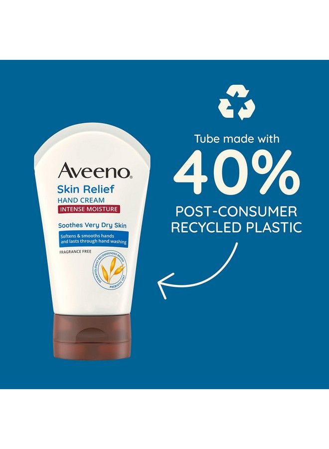 Aveeno Skin Relief Intense Moisture Hand Cream With Soothing Prebiotic Oat For Dry Skin Sensitive Skin Cream Softens & Smooths Hands & Lasts Through Hand Washing FragranceFree 3.5 Oz  - Image 4
