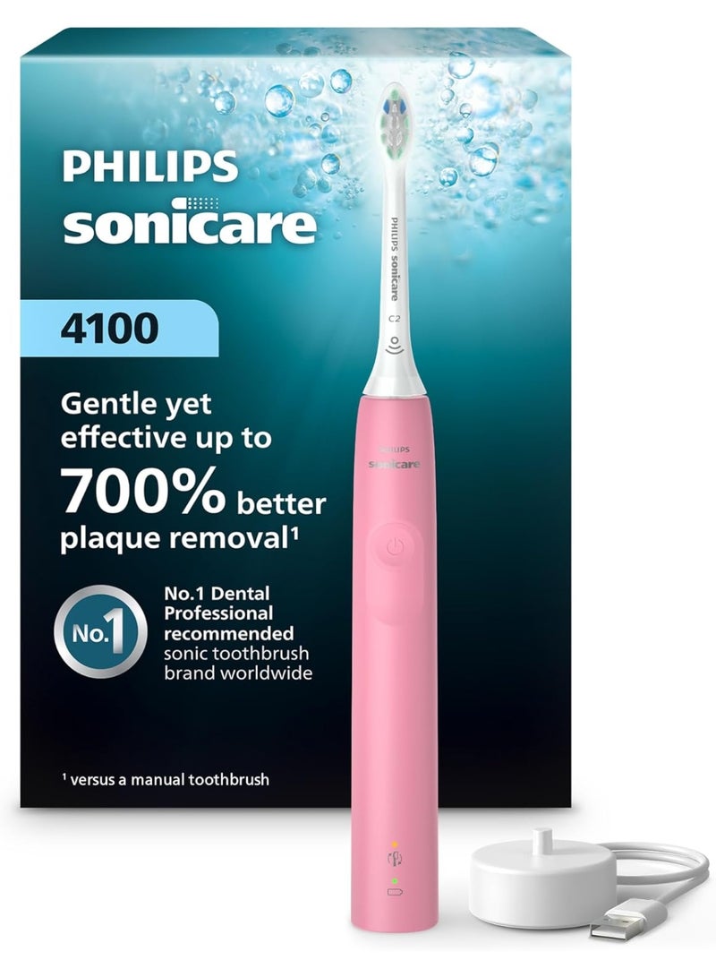 Sonicare Philips Sonicare 4100 Rechargeable Electric Toothbrush with Pressure Sensor, Deep Pink, Model HX3681/26 - Image 1
