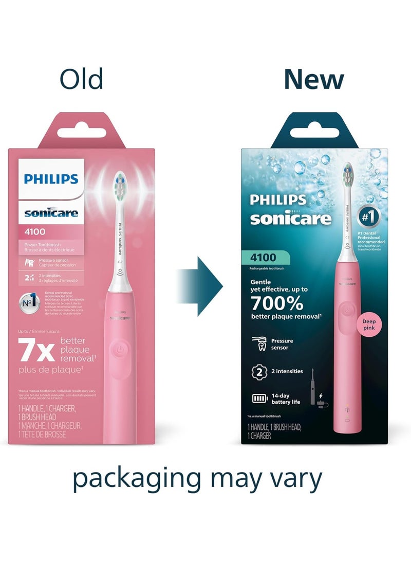 Sonicare Philips Sonicare 4100 Rechargeable Electric Toothbrush with Pressure Sensor, Deep Pink, Model HX3681/26 - Image 2