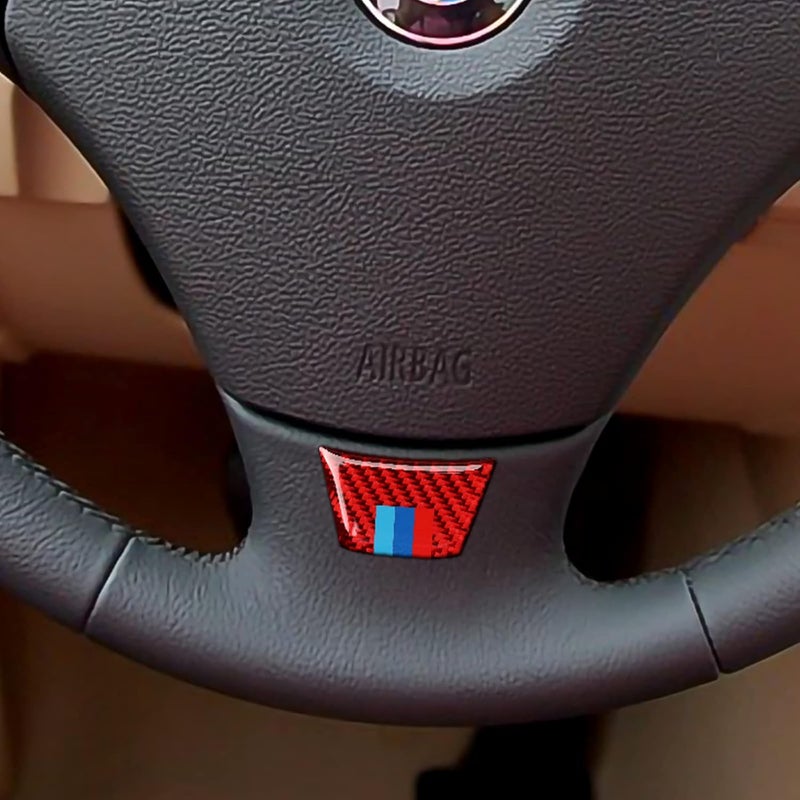 QASULER Carbon Fiber Steering Wheel Trim Decal for BMW - Image 5
