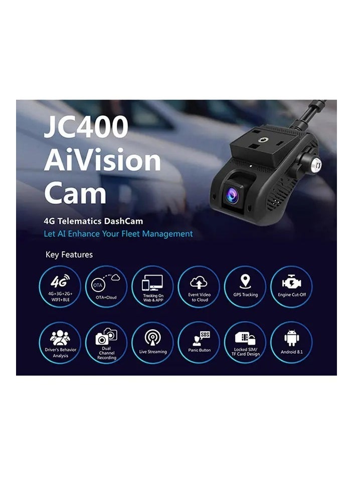 JIMI - Front and backup Camera With Car Tracking, Video Streaming, Support 4G and Wifi- JC400 - Image 1