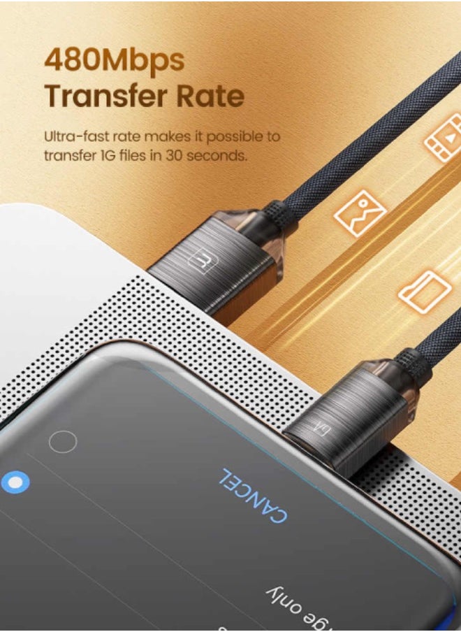 null - كابل Toocki USB-A إلى USB-C بقوة 6A، بطول ( 1 متر - رمادي ) – مضفر بنسيج نايلون متين، شحن سريع ونقل بيانات – متوافق مع Samsung وXiaomi وHuawei وOppo وOnePlus والمزيد - Image 1