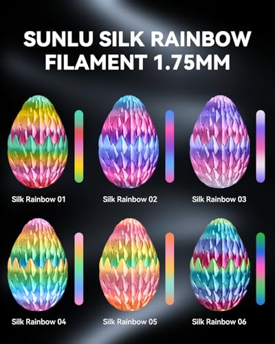 SUNLU Silk Rainbow PLA Filament, Multicolor Silk 3D Printer Filament 1.75mm +/- 0.02mm, Fast Color Change Each 8 Meters, 330 Meters, 1kg/2.2lbs, Silk Rainbow Filament(Lilac-Violet) - Image 4
