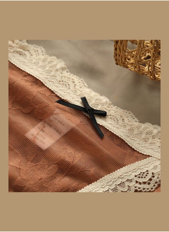 NIBEMINENT - Breathe Freely Lace Up Briefs Brown/White - Image 1