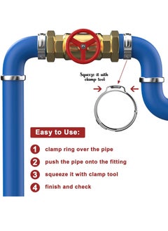 Y&D 60 Pack 0.5 Inch PEX Cinch Clamps, Premium 304 Stainless Steel Crimp Rings, Secure Tubing Pipe Fittings Connection, Fitting Clamps Pinch Ring  - Image 5
