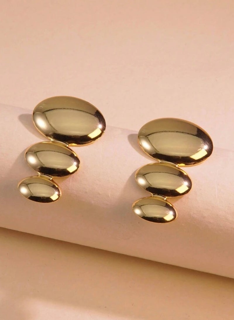 Equal Elegant Stainless Steel Gold Plated Earrings For Women - Image 1