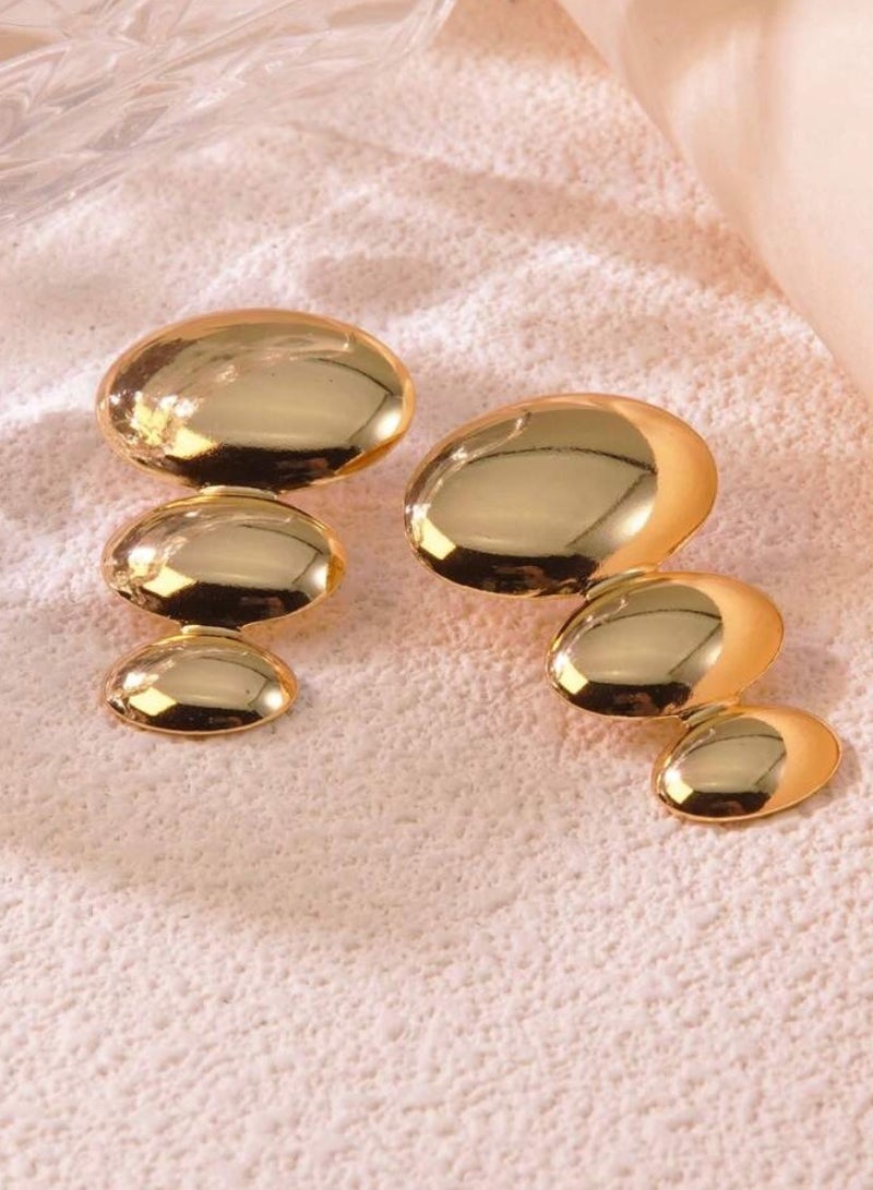 Equal Elegant Stainless Steel Gold Plated Earrings For Women - Image 2