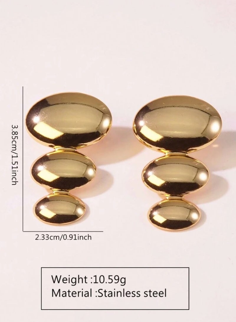 Equal Elegant Stainless Steel Gold Plated Earrings For Women - Image 4