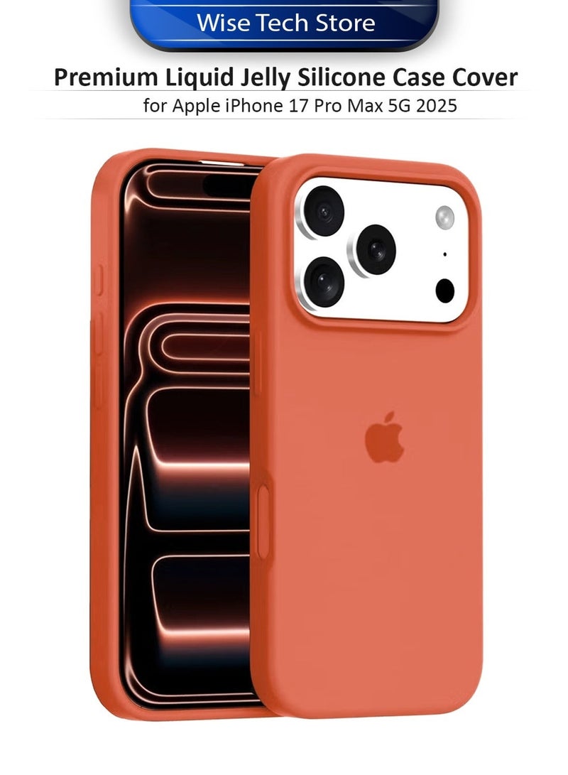 دبليو تيك غطاء حماية فاخر عالي الجودة من السيليكون السائل لهاتف آبل آيفون 17 برو ماكس 5G 2025 (MCRPSN) - برتقالي - Image 1