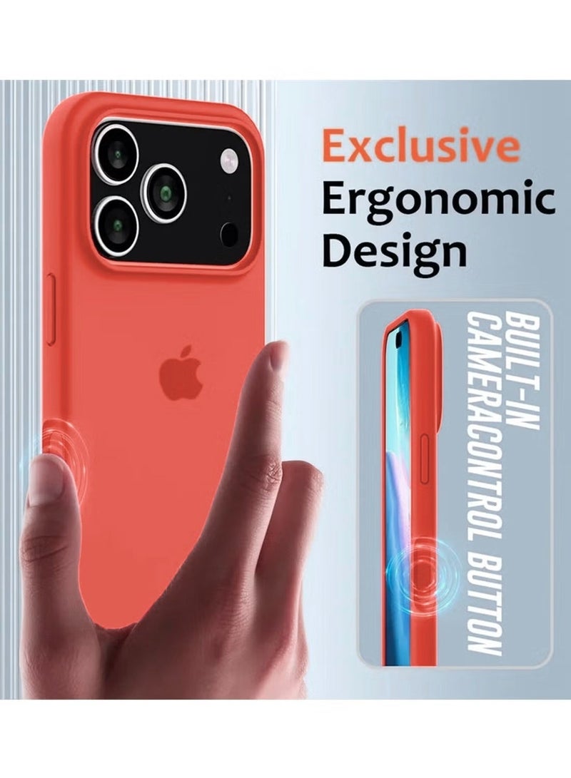 دبليو تيك غطاء حماية فاخر عالي الجودة من السيليكون السائل لهاتف آبل آيفون 17 برو ماكس 5G 2025 (MCRPSN) - برتقالي - Image 5