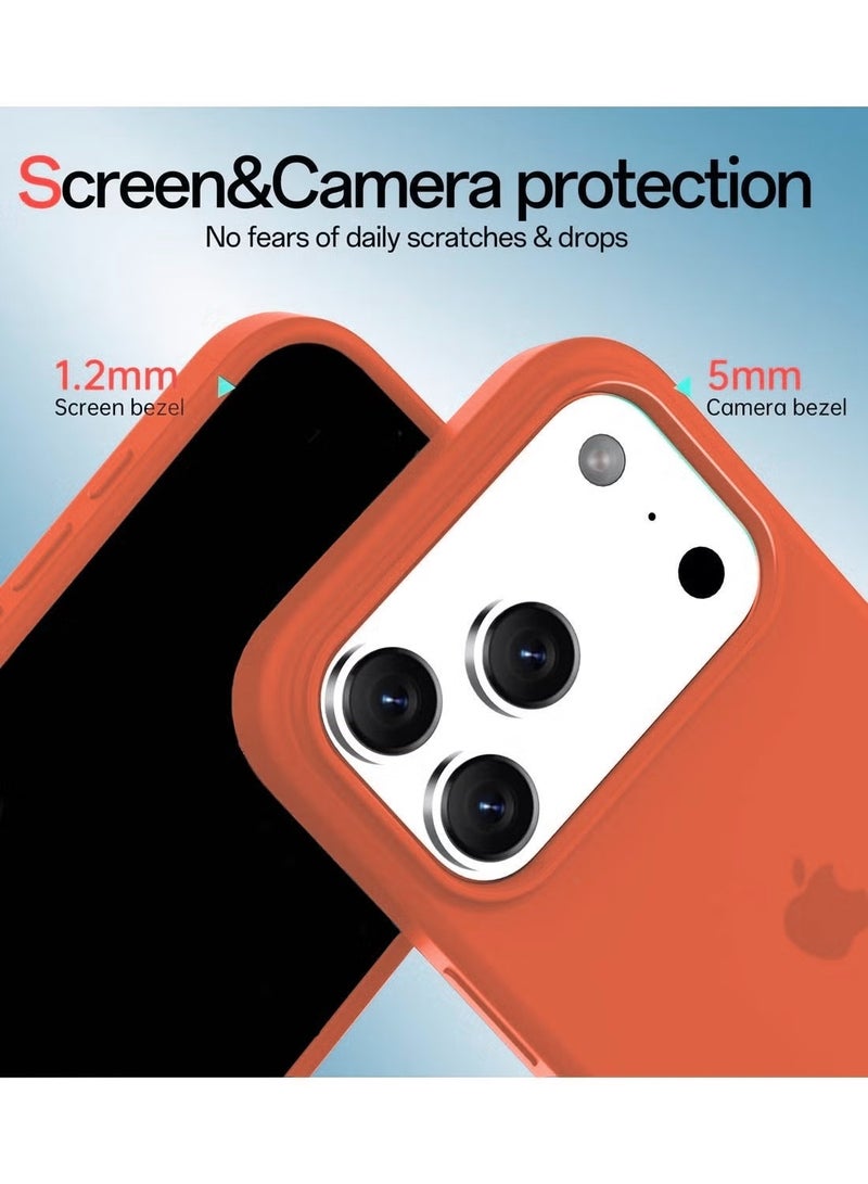 دبليو تيك غطاء حماية فاخر عالي الجودة من السيليكون السائل لهاتف آبل آيفون 17 برو ماكس 5G 2025 (MCRPSN) - برتقالي - Image 3