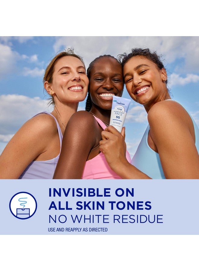 لوشن واقي من الشمس للوجه من Coppertone Every Tone Invisible Finish SPF 55، خفيف الوزن، يمتزج مع واقي الشمس الشفاف لجميع ألوان البشرة، أنبوب 2 أونصة سائلة - Image 2