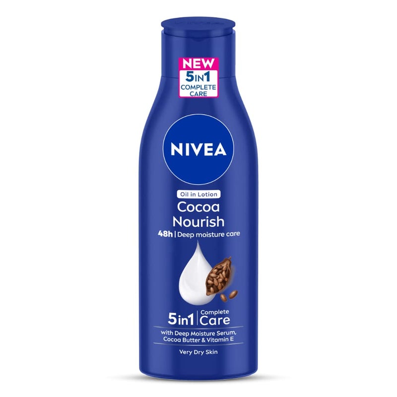 NIVEA Cocoa Nourish 200ml Body Lotion with Deep Moisture Serum 48 H Moisturization With Cocoa Butter Coconut Oil Non Greasy Healthy Looking Skin For Very Dry Skin - Image 1