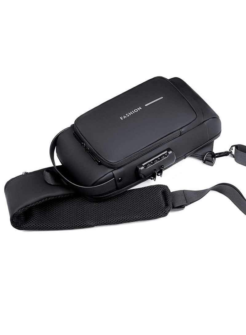 حقيبة كتف مضادة للسرقة، حقيبة ظهر عابرة، حقيبة صدر عصرية مع منفذ شحن USB - Image 4