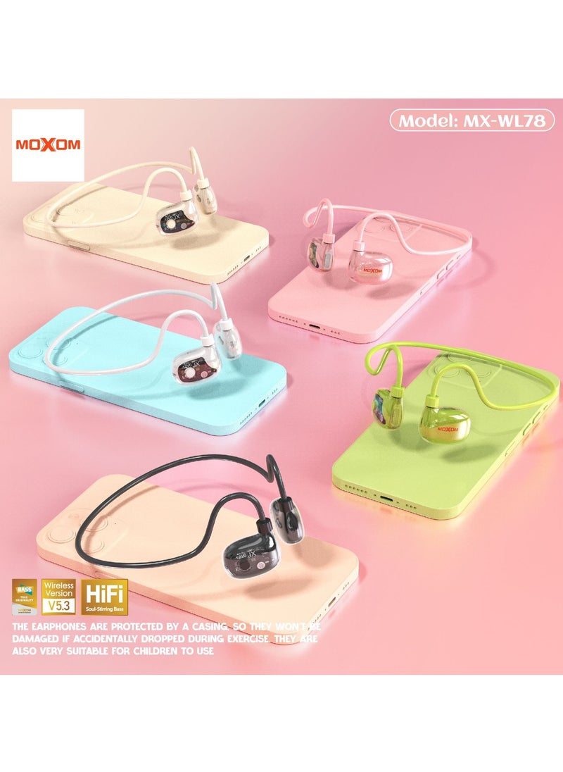 MOXOM MX-WL78 Wireless Bluetooth 5.3 in Ear Neckband with Air Conduction Earphones with Mic  - Image 2