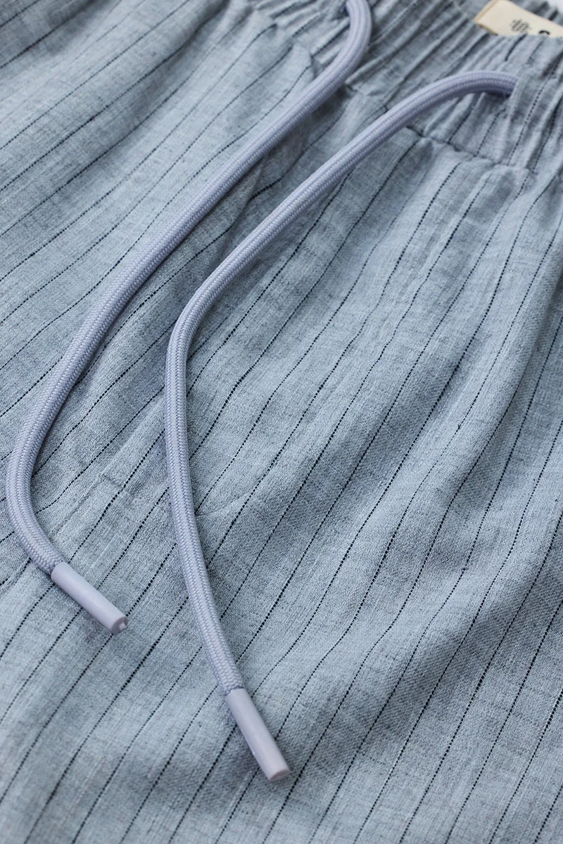 Snitch blue Regular Fit Linen Blend Stripes Trousers for Men | Best Price UAE