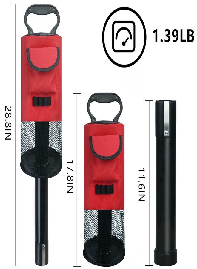 HOW TRUE Golf Ball Retriever, Portable Shag Bag Golf Ball Pick Up with Removable Plastic Tube, Pocket Shagger Storage, Red - Image 2