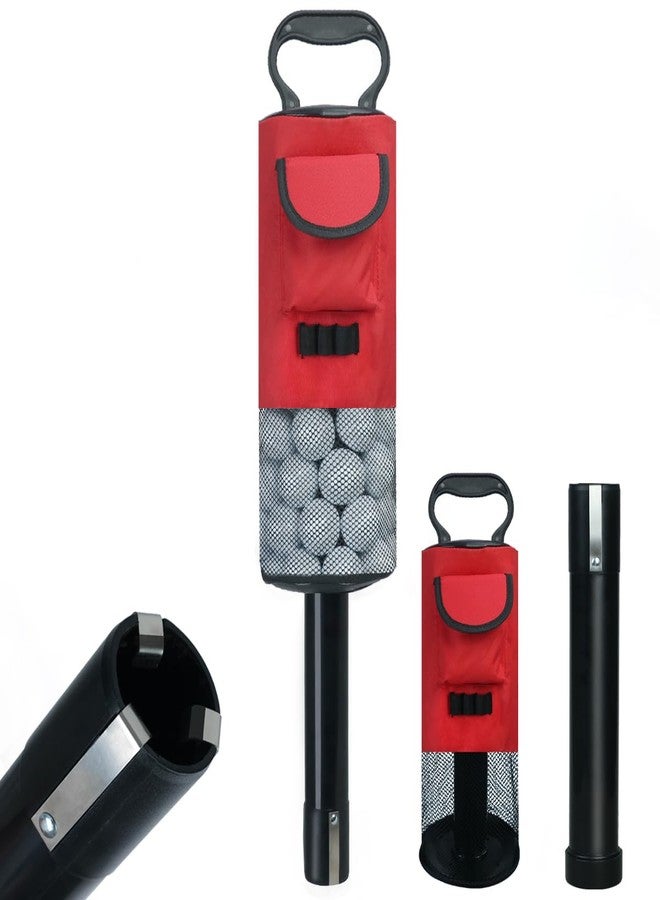 HOW TRUE Golf Ball Retriever, Portable Shag Bag Golf Ball Pick Up with Removable Plastic Tube, Pocket Shagger Storage, Red - Image 1