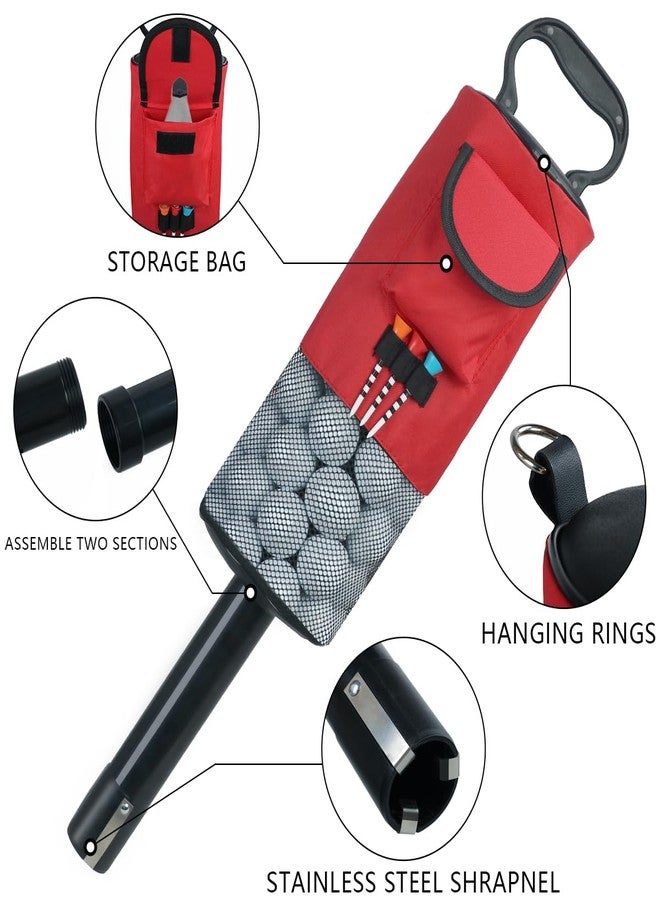 HOW TRUE Golf Ball Retriever, Portable Shag Bag Golf Ball Pick Up with Removable Plastic Tube, Pocket Shagger Storage, Red - Image 3