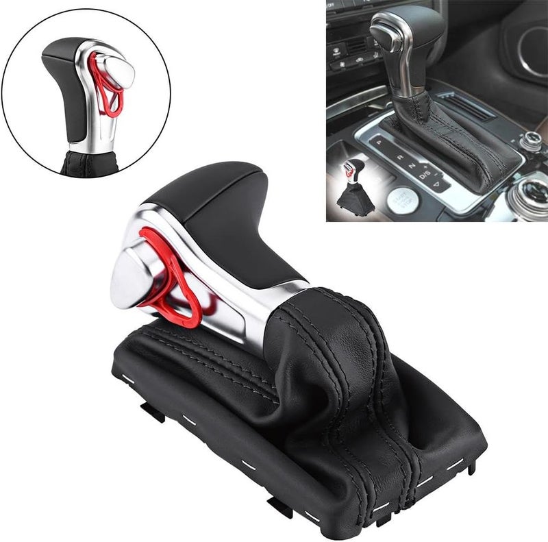 woobles Car Automatic Shift Knob with Button, for A5 A4L Q5 B8 B8PA B9 2009-2016, Left-Hand Drive Gaiter Boot Gear Shift Stick Knob Leather Dust-Proof Gaiter Boot Cover - Image 4