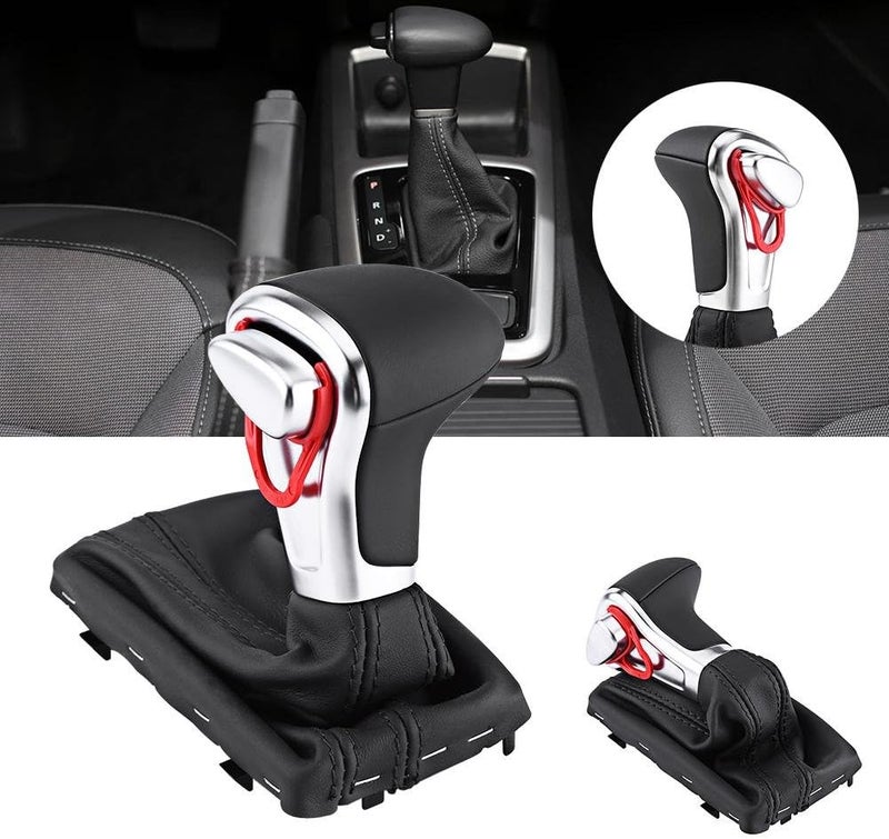 woobles Car Automatic Shift Knob with Button, for A5 A4L Q5 B8 B8PA B9 2009-2016, Left-Hand Drive Gaiter Boot Gear Shift Stick Knob Leather Dust-Proof Gaiter Boot Cover - Image 2