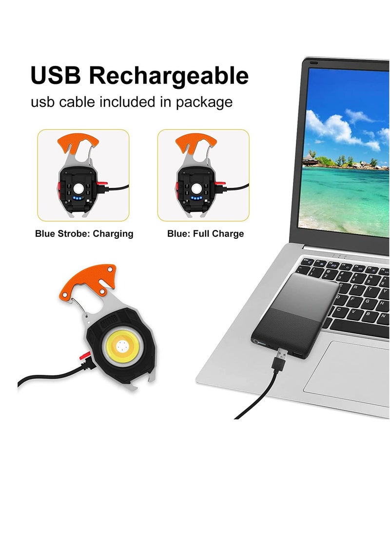 Generic - Mini Portable Work Light 800 Lumen Rechargeable Torch Keyring Inspection Lights with Bottle Opener, Magnetic Base, for Camping/Repairing/Emergency (2 Pieces) - Image 1