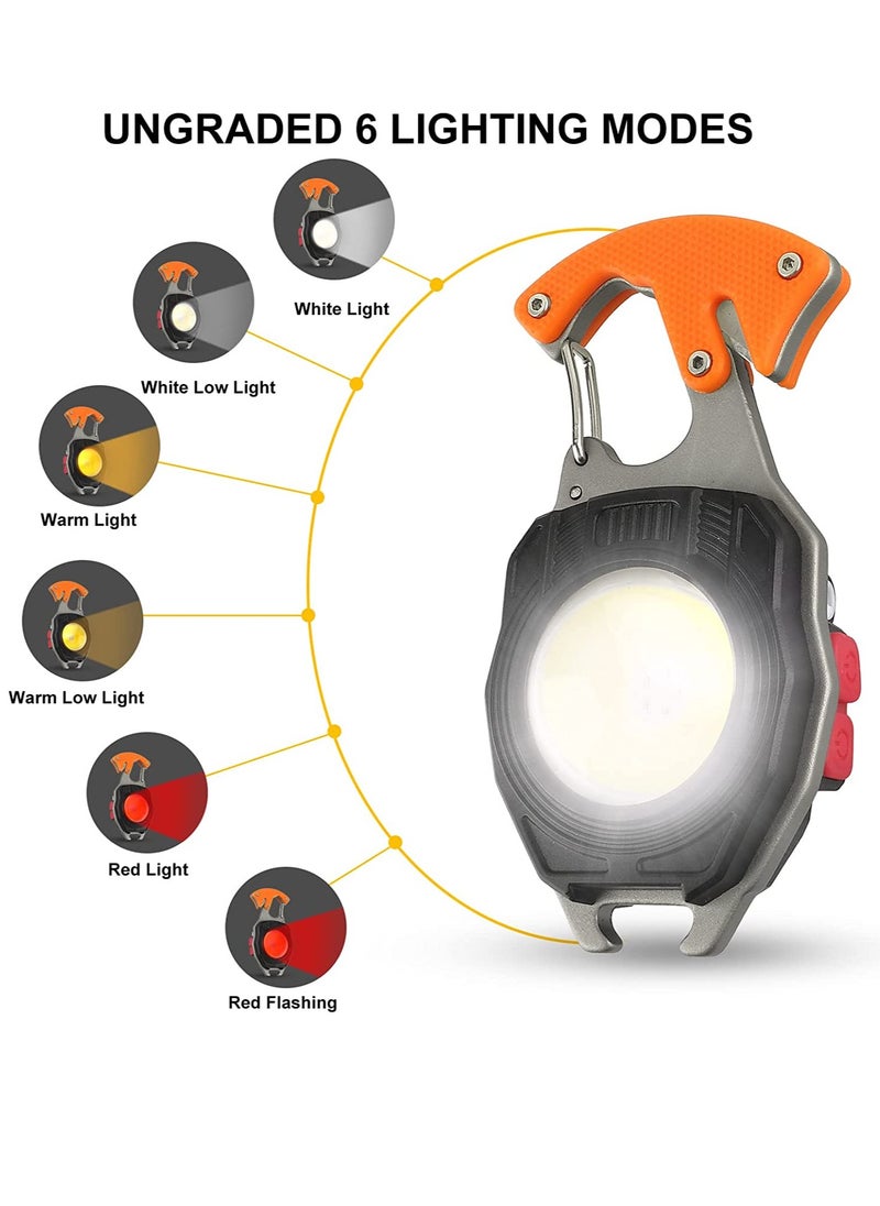 Generic - Mini Portable Work Light 800 Lumen Rechargeable Torch Keyring Inspection Lights with Bottle Opener, Magnetic Base, for Camping/Repairing/Emergency (2 Pieces) - Image 1