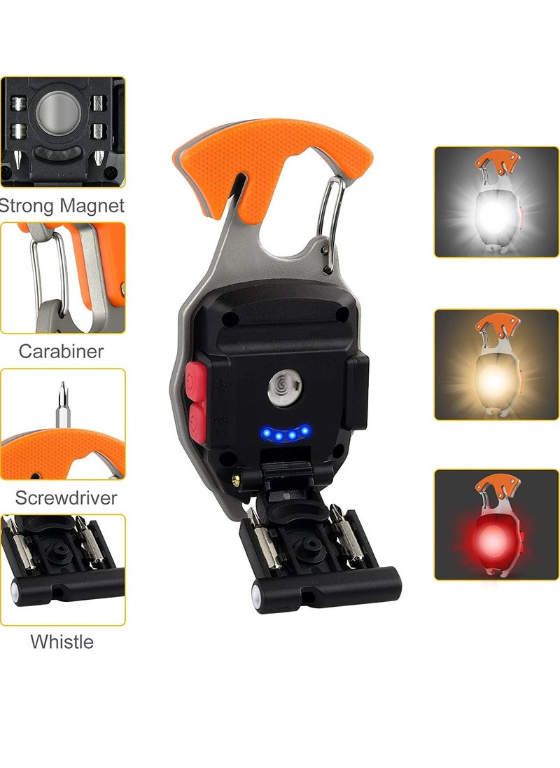 Generic - Mini Portable Work Light 800 Lumen Rechargeable Torch Keyring Inspection Lights with Bottle Opener, Magnetic Base, for Camping/Repairing/Emergency (2 Pieces) - Image 1