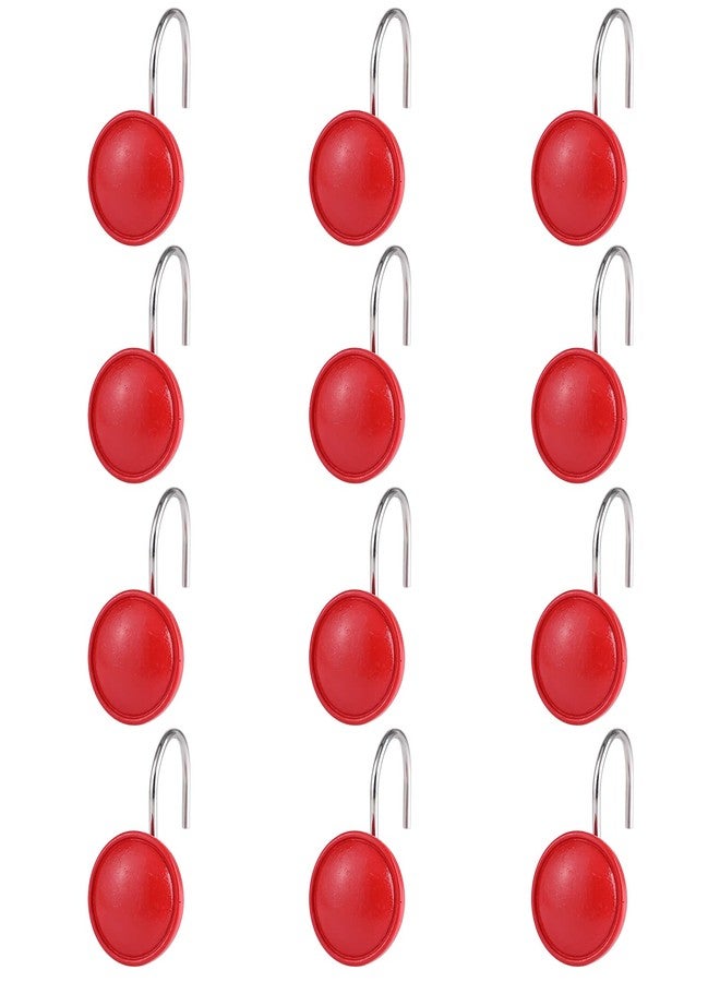 Twofishes Red Color Rounds Shower Curtain Hook Ceramic Resin Set of 12, Red Color Shower Curtain Hook Decorative Rust Proof Resin Shower Curtain Rings Pack of 12 - Image 5