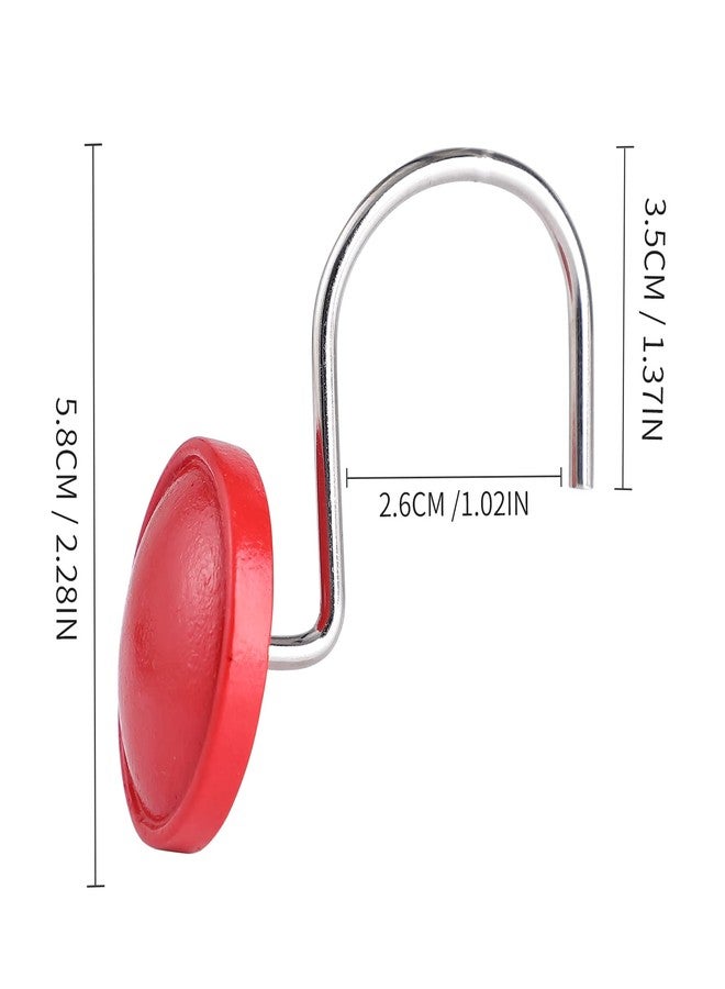 Twofishes Red Color Rounds Shower Curtain Hook Ceramic Resin Set of 12, Red Color Shower Curtain Hook Decorative Rust Proof Resin Shower Curtain Rings Pack of 12 - Image 2
