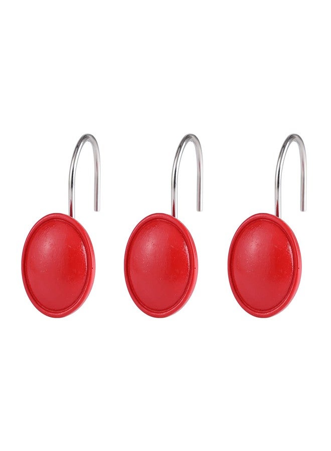 Twofishes Red Color Rounds Shower Curtain Hook Ceramic Resin Set of 12, Red Color Shower Curtain Hook Decorative Rust Proof Resin Shower Curtain Rings Pack of 12 - Image 4