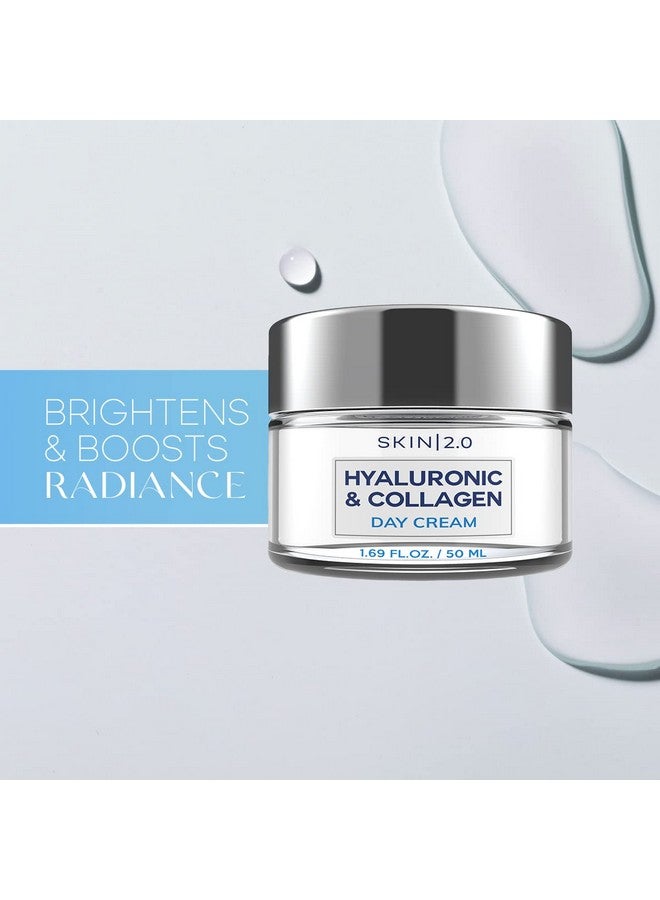 سكين 2.0 مرطب يومي للوجه بحمض الهيالورونيك والكولاجين - ترطيب يدوم طويلاً، كريم مضاد للشيخوخة بحمض الهيالورونيك - عناية بالبشرة الكورية خالية من القسوة لجميع أنواع البشرة - 1.69 أونصة سائلة