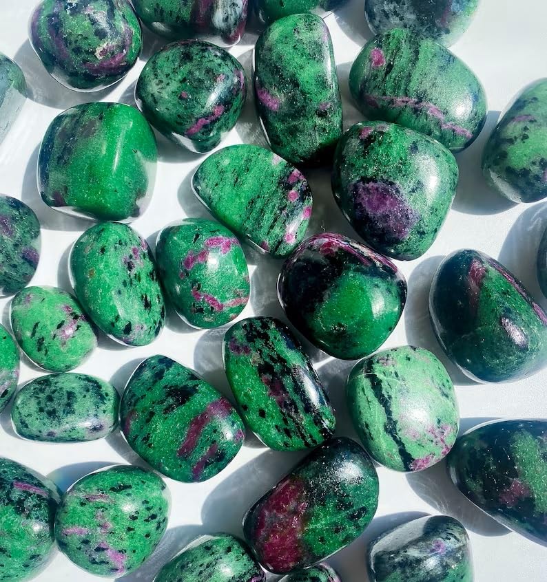 New Shyam Agate 250 Gram Natural African Ruby Zoisite Tumbled Pebbles Stones for Enhances Brain Heart Connection Crystal Tumble Stone  - Image 2