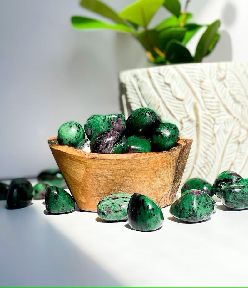 New Shyam Agate 250 Gram Natural African Ruby Zoisite Tumbled Pebbles Stones for Enhances Brain Heart Connection Crystal Tumble Stone  - Image 4