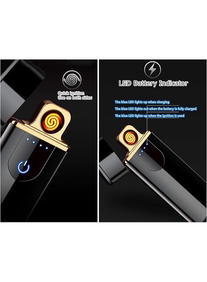 USB Rechargeable Electric Lighter, Windproof Flameless Design, Touch Sensor, Battery Indicator, Portable (Yellow) - Image 3