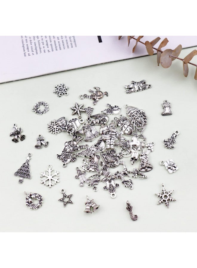 JIALEEY Christmas Charms, Wholesale Bulk Lots Christmas Charm Mixed Tibetan Silver Metal Pendants DIY for Jewelry Making Crafting and Christmas Ornaments - Image 3