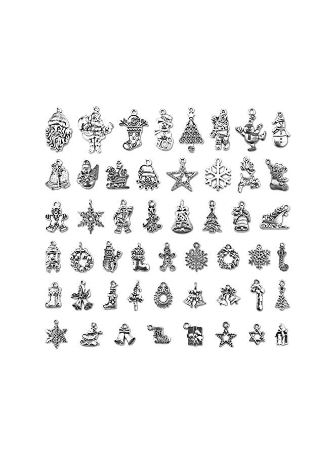JIALEEY Christmas Charms, Wholesale Bulk Lots Christmas Charm Mixed Tibetan Silver Metal Pendants DIY for Jewelry Making Crafting and Christmas Ornaments - Image 1