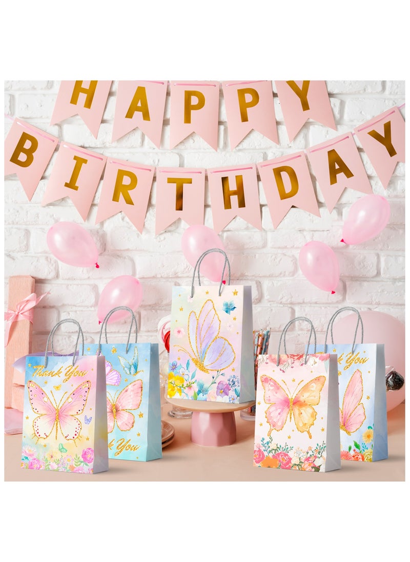 FRUITFUL PARTY Butterfly Party Favor Bags with Handles, 24pcs Butterfly Goodie Bags Gift Bags Butterfly Candy Bags Butterfly Treat Bags Butterfly Paper Bags for Butterfly Party Supplies  - Image 5