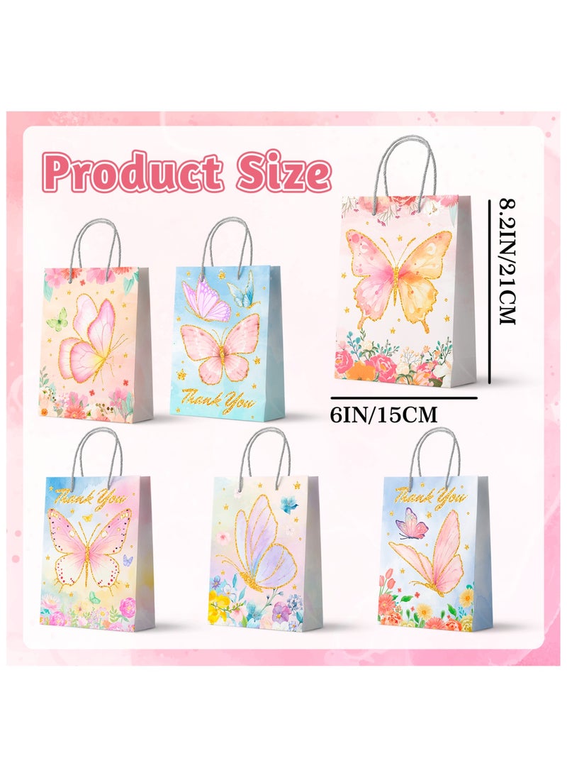 FRUITFUL PARTY Butterfly Party Favor Bags with Handles, 24pcs Butterfly Goodie Bags Gift Bags Butterfly Candy Bags Butterfly Treat Bags Butterfly Paper Bags for Butterfly Party Supplies  - Image 4