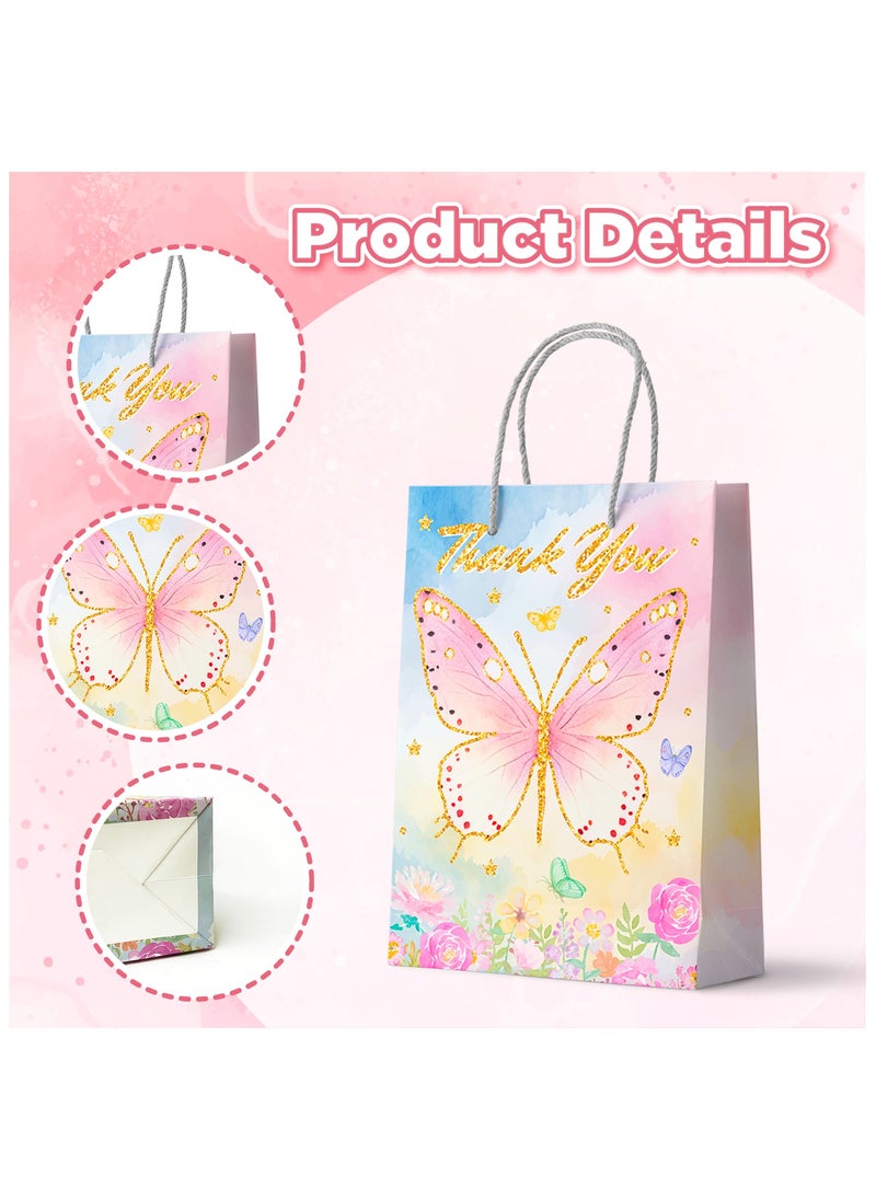 FRUITFUL PARTY Butterfly Party Favor Bags with Handles, 24pcs Butterfly Goodie Bags Gift Bags Butterfly Candy Bags Butterfly Treat Bags Butterfly Paper Bags for Butterfly Party Supplies  - Image 3