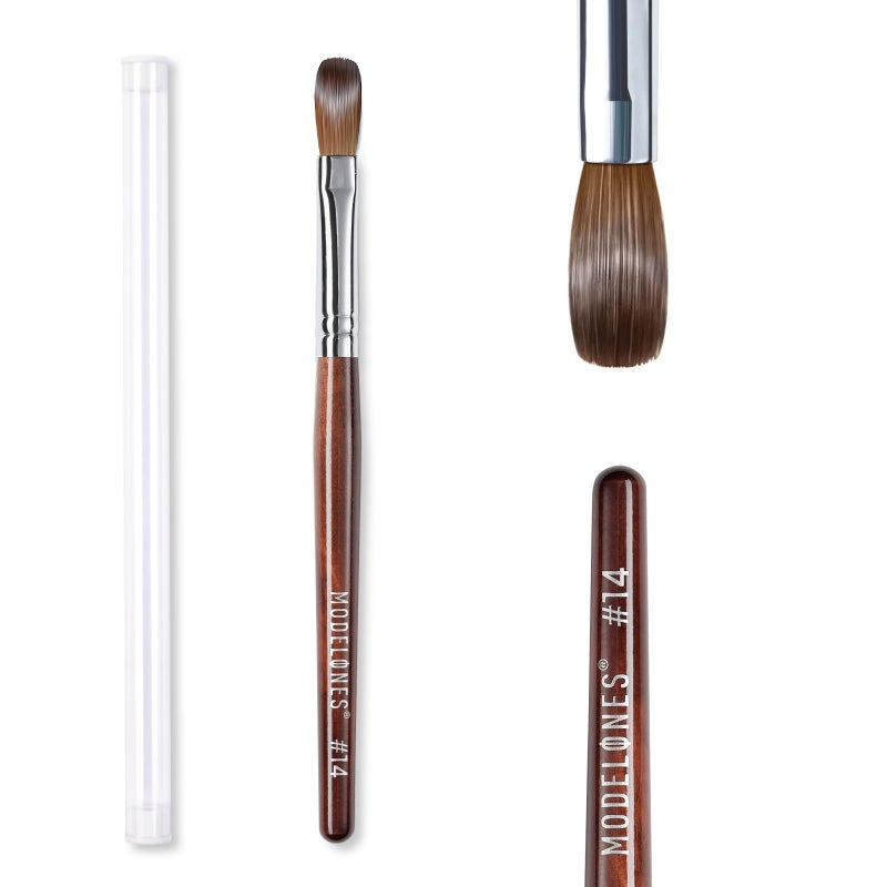 Modelones Kolinsky Sable Acrylic Nail Art Brush Red Wood Pen Nail Brush for Acrylic Powder Molding Drawing Professional Manicure Pens (14#) - Image 1