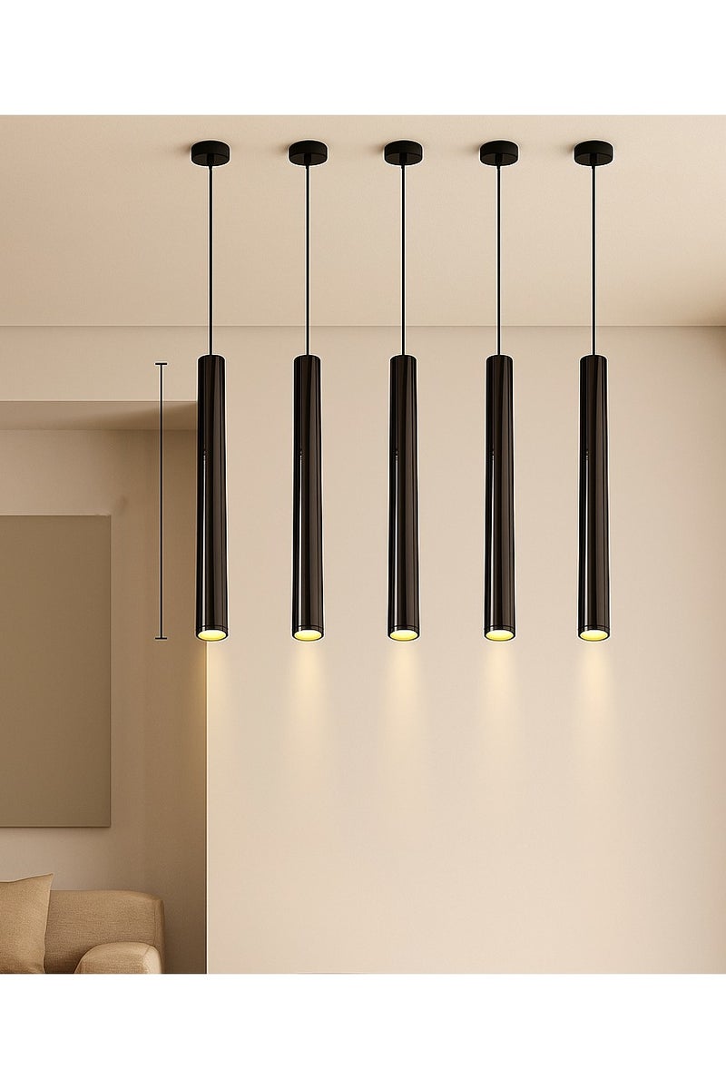 NERFA Glossy black pendant light with a sleek modern design, perfect for upscale spaces. - Image 1