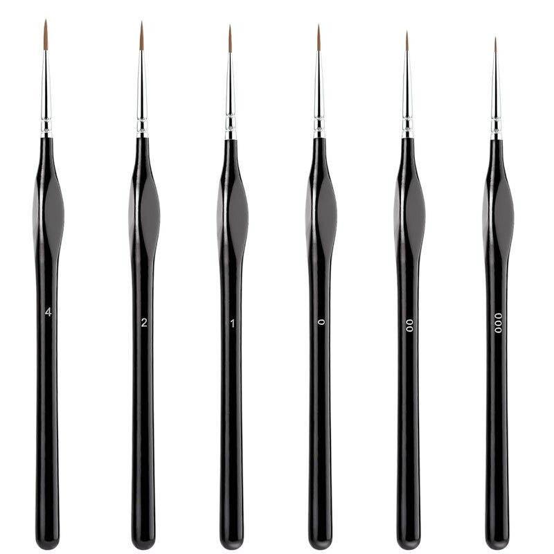 ARTISTERY 6 Pcs Miniature Paint BrushesFine Paint Brushes Detail Paint Brushes with Ergonomics Grip Handles Fine Tip Paint Brush for Crafts Acrylic Watercolor Oil Face Paint by Number Black  - Image 1