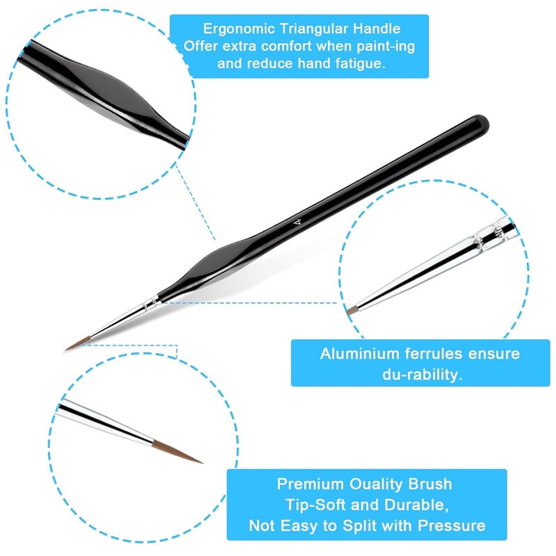 ARTISTERY 6 Pcs Miniature Paint BrushesFine Paint Brushes Detail Paint Brushes with Ergonomics Grip Handles Fine Tip Paint Brush for Crafts Acrylic Watercolor Oil Face Paint by Number Black  - Image 4