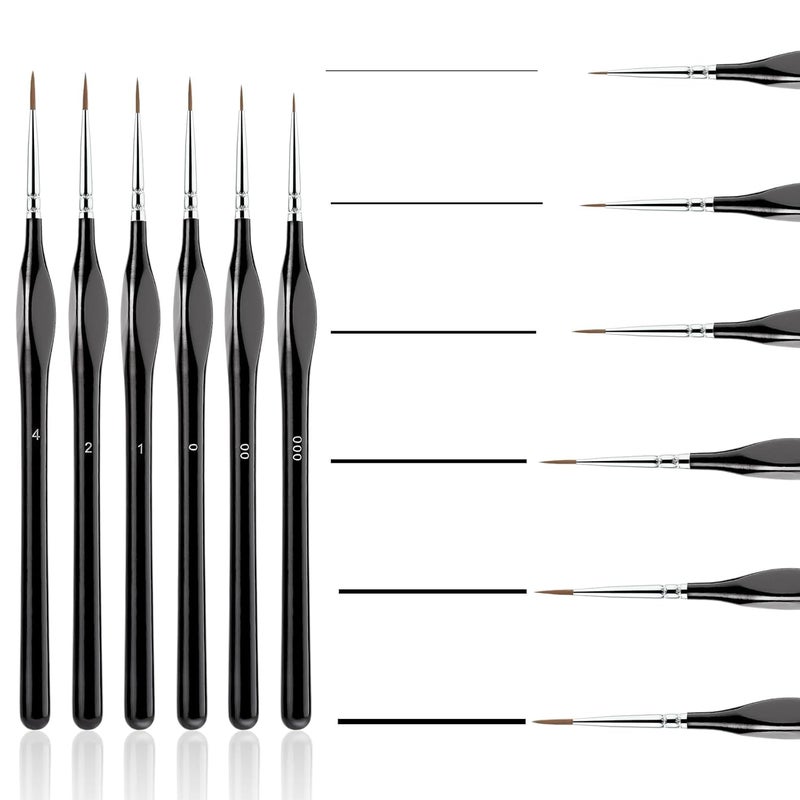 ARTISTERY 6 Pcs Miniature Paint BrushesFine Paint Brushes Detail Paint Brushes with Ergonomics Grip Handles Fine Tip Paint Brush for Crafts Acrylic Watercolor Oil Face Paint by Number Black  - Image 2